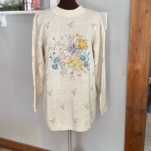 Cappagallo sport vintage y2k knit sweater size womens large floral embroidered c